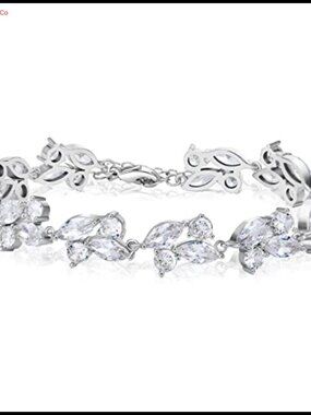 Marquise Cubic Zirconia Tennis Bracelet Adjustable Wedding Bridal Prom Party